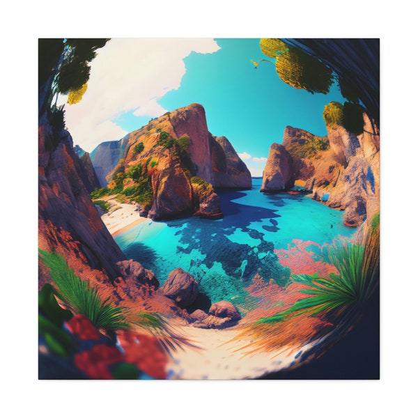 Paradise Cove - Colorful Panoramic Surfing Canvas Art