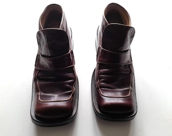 Botas/mocasines - Marca: Début - Piel - Marrón - Hecho en Italia. Talla grande 42.