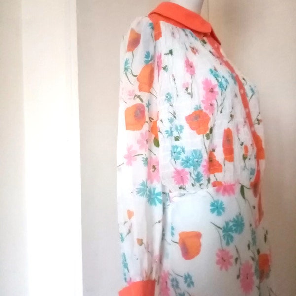 Robe à fleurs vintage US 1960s - T. 40