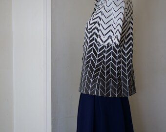 Chaqueta blusa gráfica de manga corta - vintage años 60 - marca: del mod international - Talla 38.