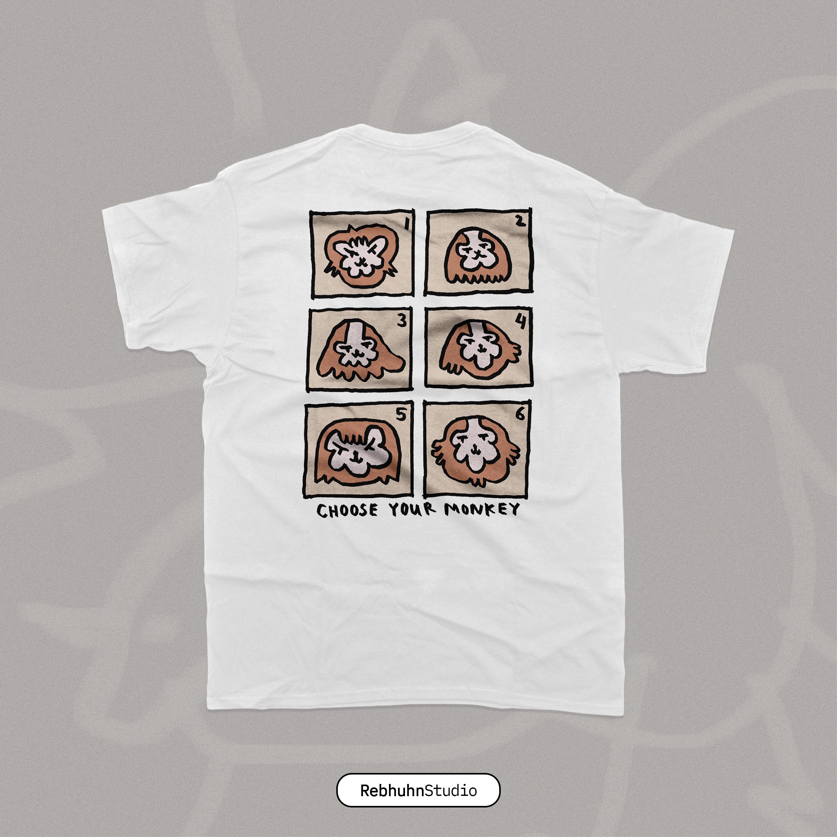 Oversized Backprinted Choose Your Monkey T-Shirt, Unisex Backprinted Oversize T-shirt, 100% Cotton T-shirt, High Quality Printed T-shirt