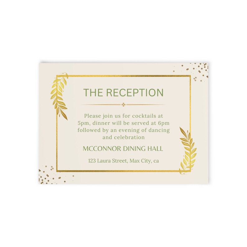 Printable Reception Card Template Fully Editable Insert Card - Etsy
