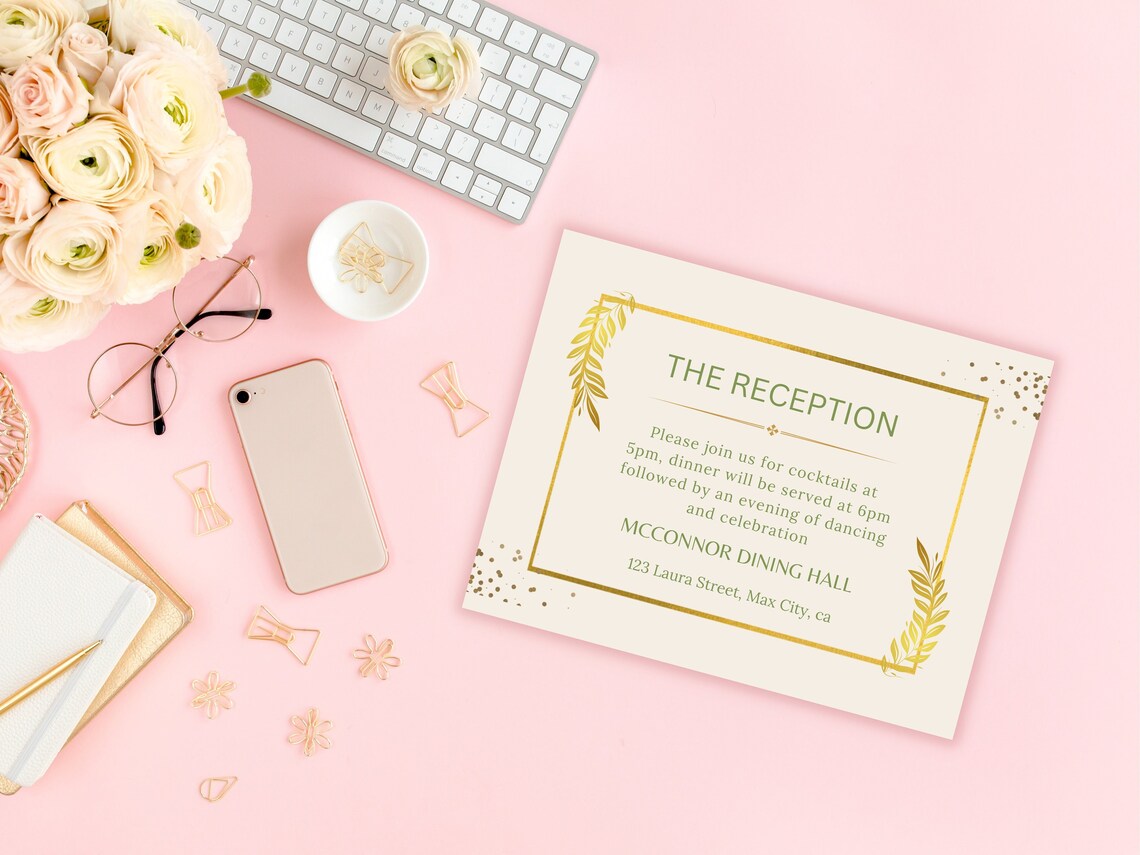 Printable Reception Card Template Fully Editable Insert Card - Etsy
