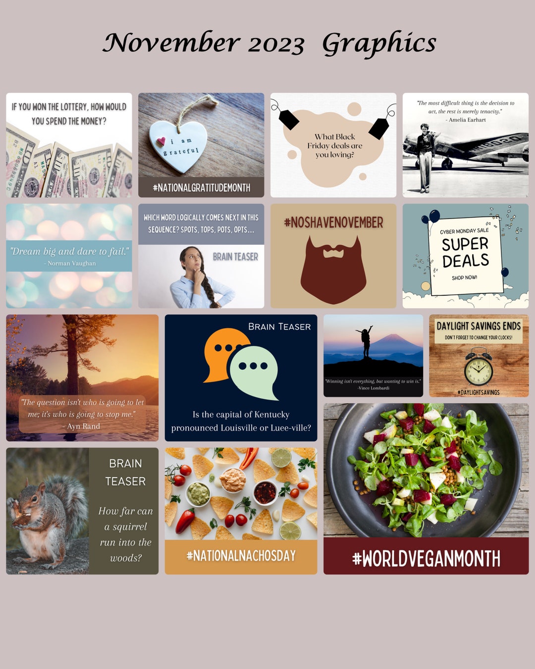 34 November Social Media Graphics Canva Templates Etsy