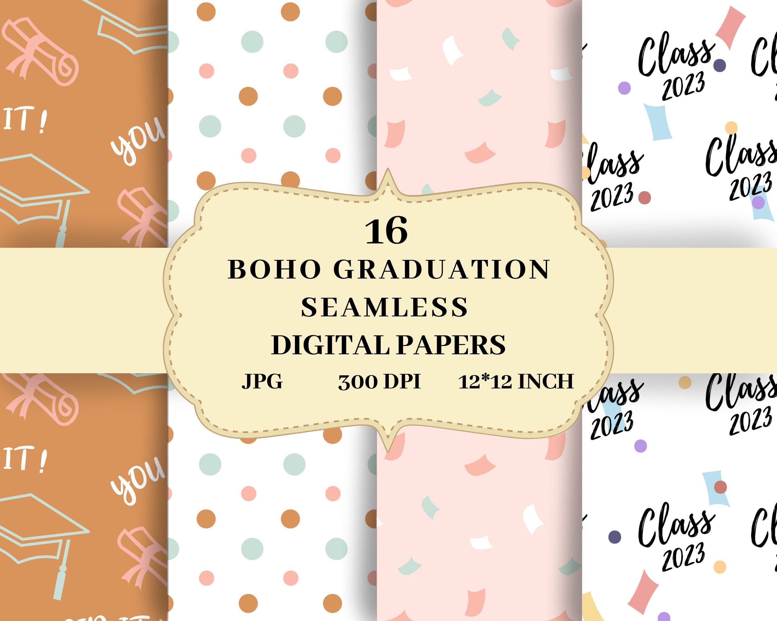 Graduation Graph Paper Boho Graduation Patterns, Graduation Seamless Printable Patterns ...