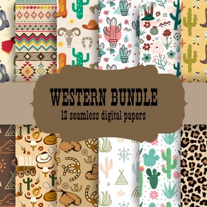 Western Seamless Patterns, Western Decor, Western Seamless Digital Papers, Western Scrapbook Paper,  Digital Paper Western Patterns