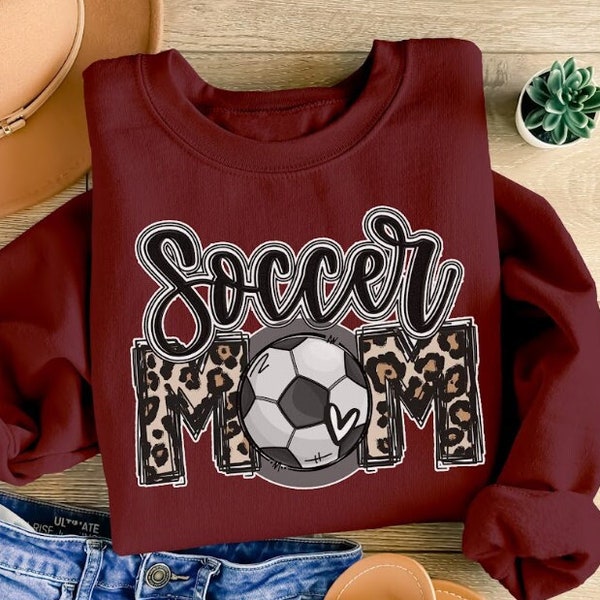 Soccer Mom Leopard Sweatshirt, Soccer Mom Sweatshirt, Soccer Sweatshirt, Gift For Mom, Leopard Sweatshirt, Soccer , Sports Sweatshirt