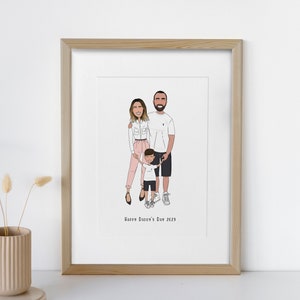 Custom Illustrated family portrait, mother's day gift, father's day gift, family illustration, bespoke portrait, bespoke illustration.
