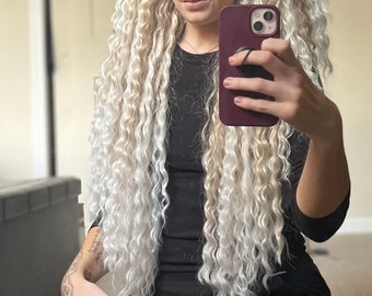 30 inch (76 cm) curly dreadlock blonde/platinum blonde