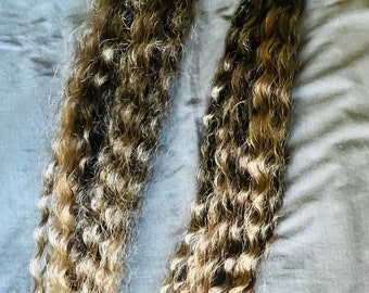 30 inch (76 cm) curly dreadlock - black with ombré blonde highlights