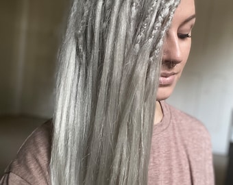 30 inch (76 cm) Straight DE dreadlock extensions- Silver Blonde