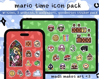 Pack d'icônes mario et ses amis (61 icônes, pack d'autocollants compatible goodnotes !)