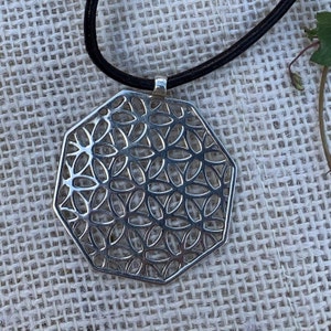 Mandala flower of life pendant in 92 silver, geometric pendant. Sacred geometry, Spiritual jewelry, Handmade jewelry, Gift for women