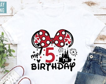 5th Birthday Shirt, Minnie 5 Years Old Tee, Birthday Shirt, My 5th Birthday Gift Tee, Birthday Party Shirt, Birthday Girl Shirt,Disney Shirt