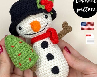 Snowman crochet pattern, christmas crochet pattern, christmas amigurumi.