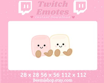 Kawaii Marshmallow  Plushy Twitch Emote & Channel Points Cute Friends Emoji for Discord Stream Cozy Pastel Assets Instant Download