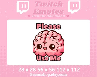 Please Use Me Brain Happy Twitch Discord Emote Cute Kawaii Adorable Discord Youtube Server Stream Funny Meme Asset