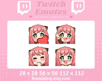 Anime Girl Anya Pack Set Love Heart Wave Giggle Happy Excited Cute Kawaii Youtube Server Twitch Discord Emote Emotes Stream Manga