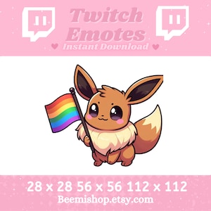 Eevee Holding A Pride Flag Happy Cute Kawaii Adorable Youtube Server Stream Funny Twitch Discord Emotes