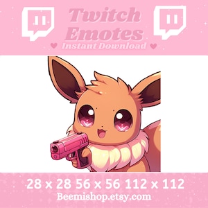 Twitch Discord Emote Eevee Gun Pokemon Emotes Pink Cute Adorable Youtube Emoji Server Kawaii Pew Scary Evil Dangerous