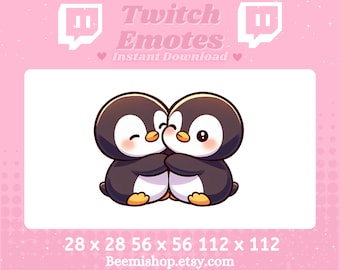 Cute Penguin Hug Cuddle Bestfriends Lover Animal Cozy Comfy Twitch Adorable Discord Youtube Server Stream Twitch Emotes Discord Emote