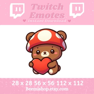 Brown Mushroom Teddy Bear Love Hug Heart Meme Kawaii Funny Adorable Twitch Discord Emote Stream Animal Youtube Cute Chibi