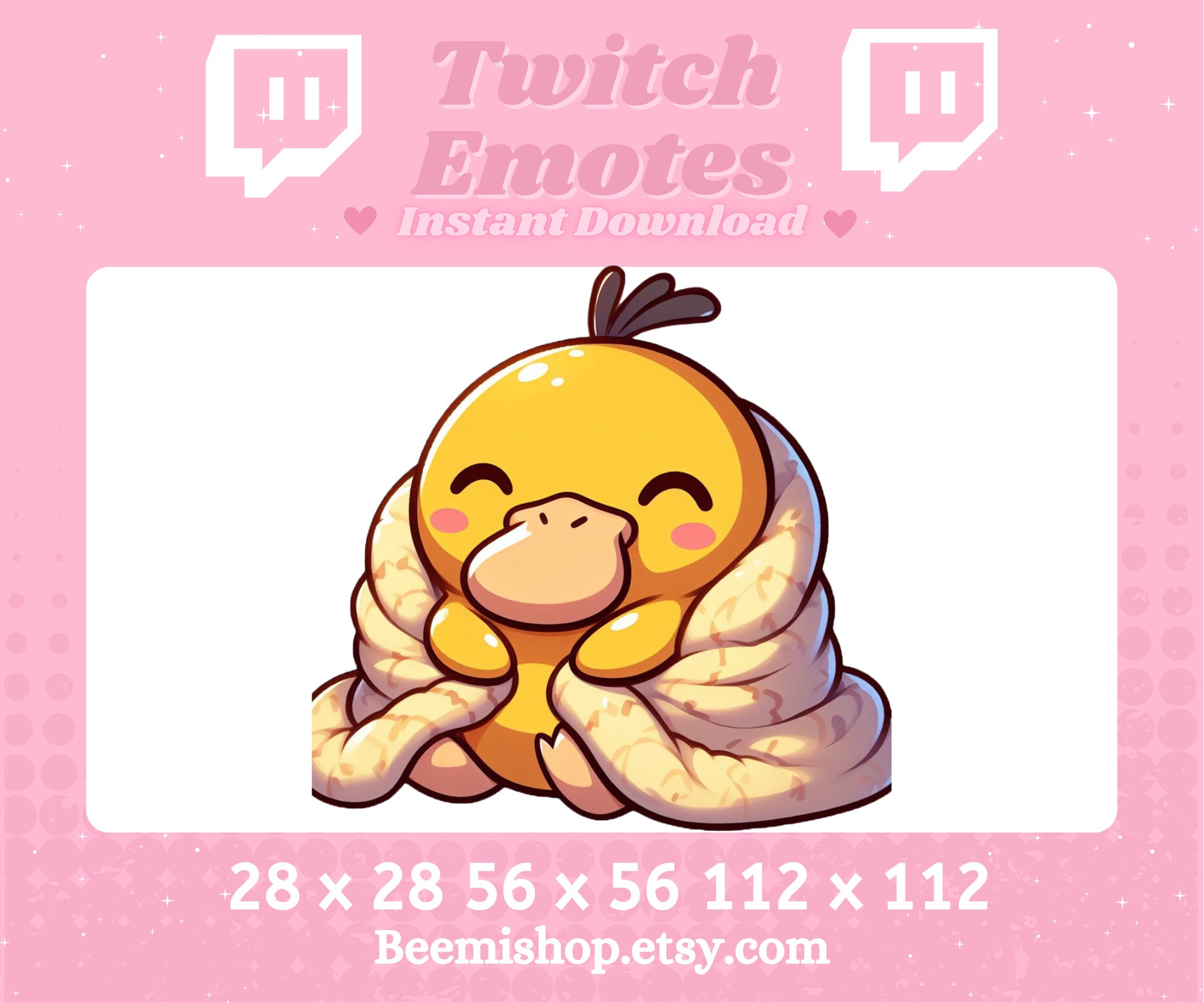 Twitch Discord Emote Cute PsyDuck Pokemon Emotes Cozy Blanket Comfy Kawaii Youtube Adorable
