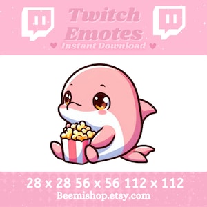 Pink Dolphin Eating Popcorn Drama Movie Funny Meme Whale Fish Adorable Twitch Discord Emote Stream Animal Youtube Cute Chibi Baby Kawaii