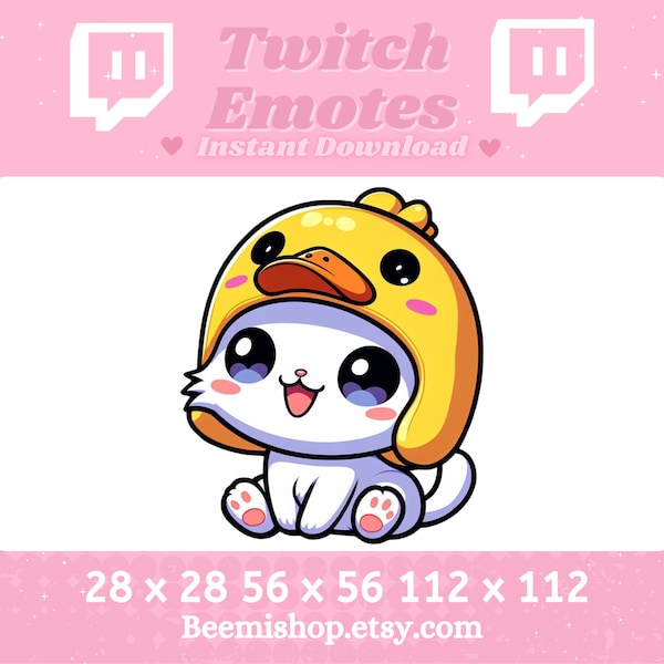 Twitch Emote Discord Emote Cute Cat Wearing A Duck Hat Happy Emotes Emote Twitch Discord Adorable Youtube Emoji Kawaii