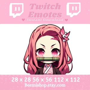 Twitch Discord Emote  Demon Chibi  Girl Nezuko Anime  Demon Girl Emotes Kawaii Cute Mad Funny Youtube Kawaii Stream