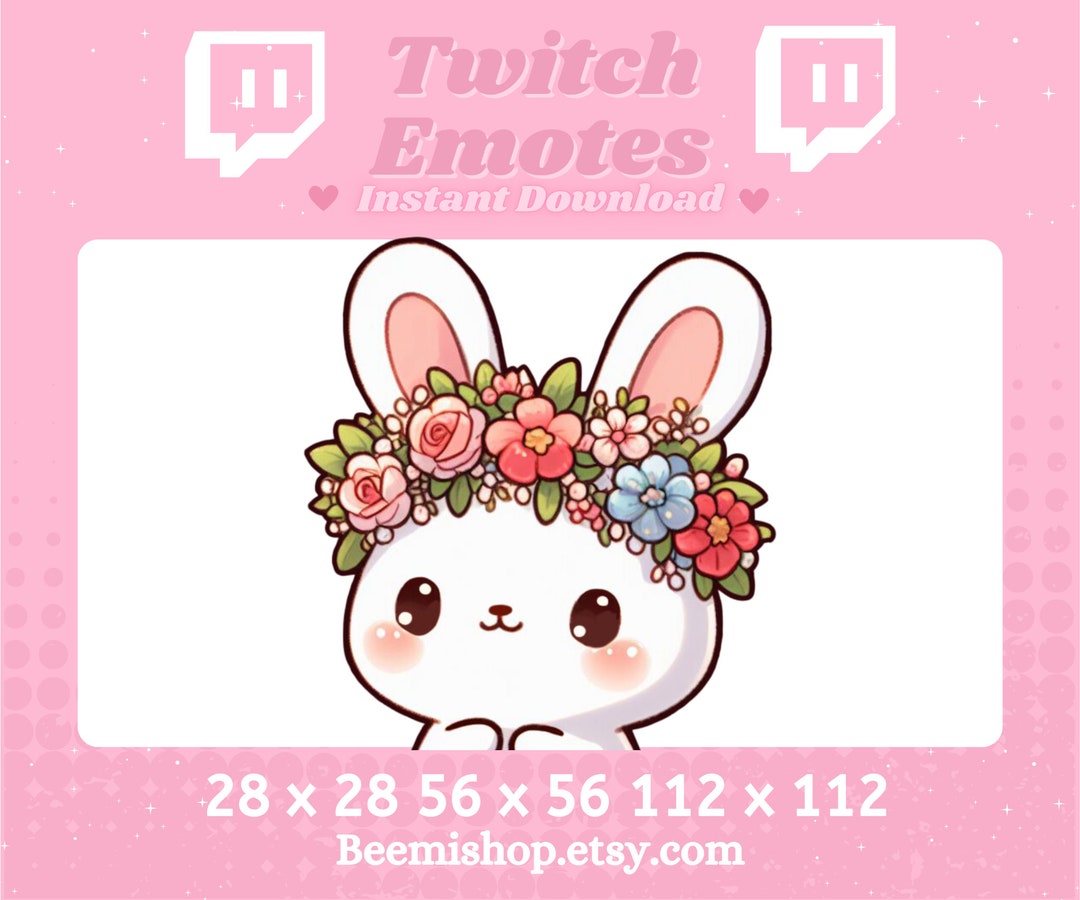 Twitch Discord Emote Cute White Flower Crown Bunny Emotes Animal Flower ...