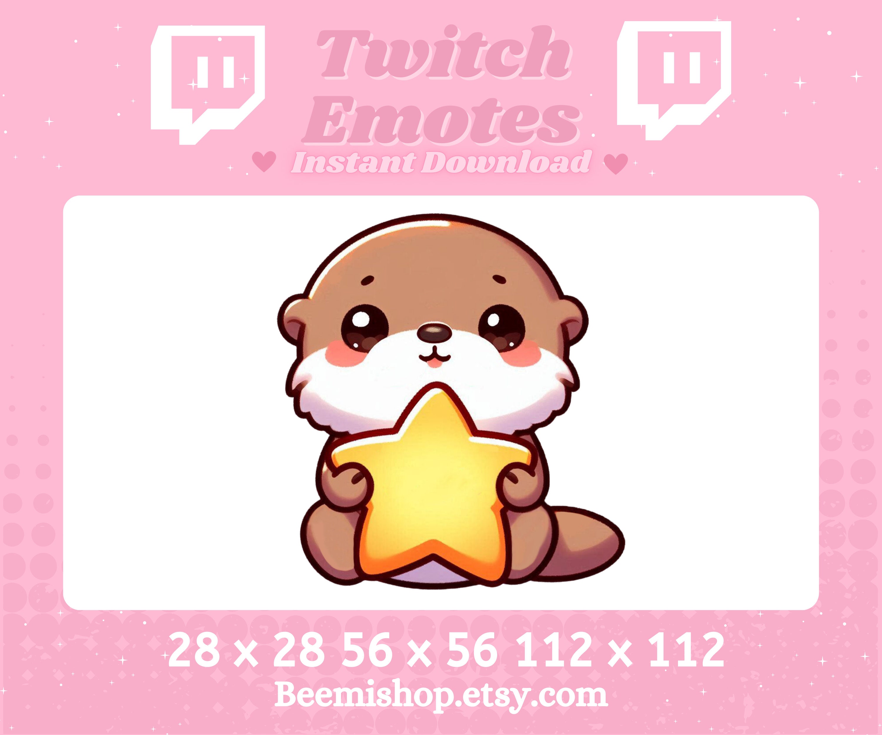 Brown Otter Holding A Star MVP Meme Funny Kawaii  Adorable Twitch Discord Emote Stream Animal Youtube Cute Chibi