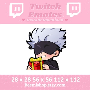 Cute Chibi Gojo Satoru Anime Holding A Gift Blindfold Adorable Youtube Server Kawaii Manga Stream Funny Twitch  Discord Emote Emotes