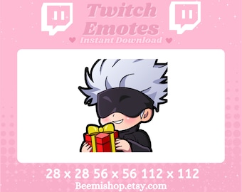 Cute Chibi Gojo Satoru Anime Holding A Gift Blindfold Adorable Youtube Server Kawaii Manga Stream Funny Twitch  Discord Emote Emotes