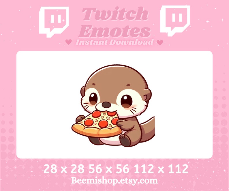 Brown Otter Eating Pizza Kawaii Food Yummy Adorable Twitch Discord