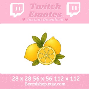 Peut inclure: Un ensemble de trois citrons jaunes avec des feuilles vertes, disposés en grappe. Les citrons sont représentés dans un style cartoon. L'image est disponible en quatre tailles : 28 x 28 pixels, 56 x 56 pixels, 112 x 112 pixels. Le texte "Beemishshop.etsy.com" est affiché sous l'image.