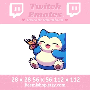 Snorlax Butterfly Happy Twitch Discord Emote Cute Kawaii Adorable Discord Youtube Server Stream