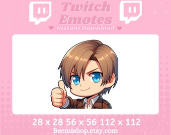Leon Kennedy Resident Evil Kciuk w górę Szczęśliwa gra wideo czarownica Discord Emotka Serwer Youtube Stream Słodki Chibi