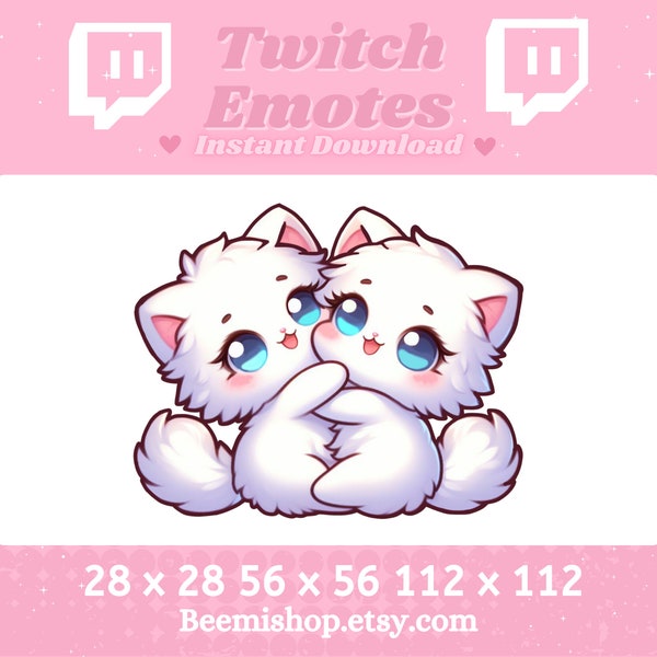 Twitch Emotes Discord Emote White Cat Emotes Fluffy Hugging Love Cozy Cuddle Hug Kawaii Twitch Server Youtube Animal Bestfriend Lover Stream