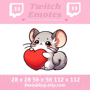 Cute Chinchilla Love Heart Happy Pet  Kawaii Adorable Youtube Server Stream Animal Twitch Discord Emote Emotes Hug