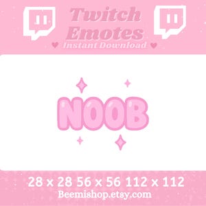 NOOB Pink Twitch Discord Emote – Cute Text Emote for Gamers, Stream Assets, Instant Download