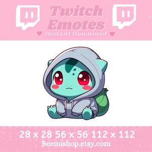 Bulbasaur Wearing A Hoodie Comfy Cozy Twitch Discord Emote Cute Kawaii Adorable Discord Youtube Server Stream
