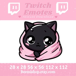 Twitch Discord 絵文字 かわいい黒猫の絵文字 心地よいブランケット 快適 かわいい 愛らしい Youtube サーバー ストリーム 動物 ペット