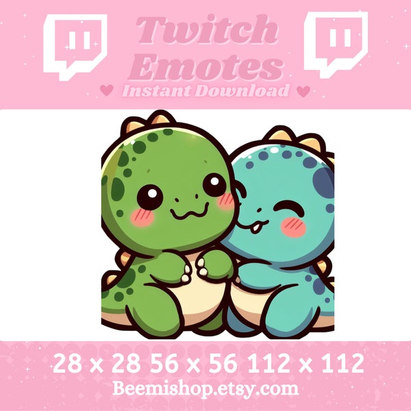 Twitch Discord Emote Cute Dinosaur Emotes Hugging Cuddle Bestfriends Lover  Kawaii Adorable Youtube Server Stream