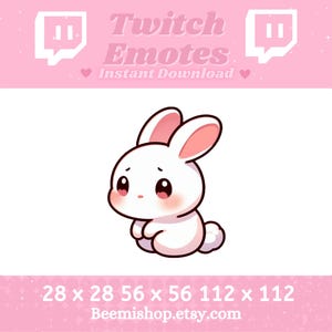 White Bunny Shy Bluhing Cute Kawaii Animal Adorable Youtube Server Stream Twitch Discord Emotes