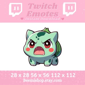 Bulbasaur Mad Angry Raging Rage Screaming Shouting Twitch Discord Emote Cute Kawaii Adorable Discord Youtube Server Stream