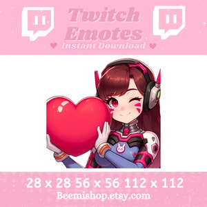 Twitch Discord Emote Dva Overwatch Emotes Videogame Schattig Server Schattig liefdeshart Kawaii GamerGirl