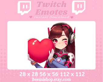 Twitch Discord Emote Dva Overwatch Emotes Videospiel Niedlicher Serr Adorable Love Heart Kawaii GamerGirl
