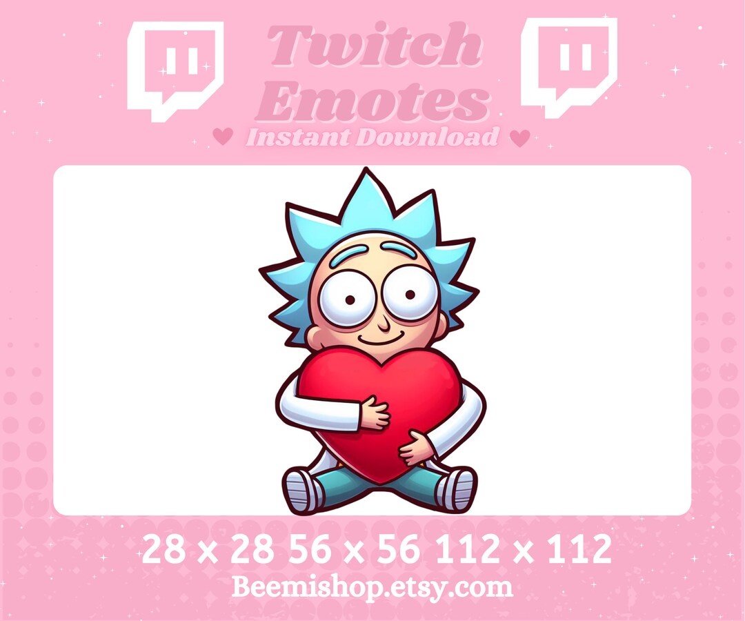Twitch Discord Emote Rick and Morty Emotes Heart Love Happy Kawaii