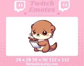 Nutria linda tomando notas, feliz, inteligente, adorable, servidor de YouTube, animal kawaii, marrón, transmisión, Twitch, Discord, emoticono, emoticonos